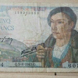 5 francs note-1943 (Cino francs)
