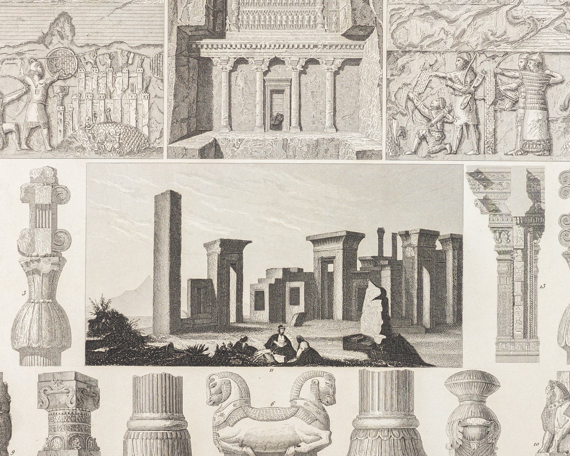 Original print of Tomb of Darius architecture 1854 antique Etsy