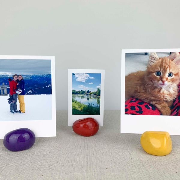 Handmade Ceramic Photo/Place Card Holder: Colorful Instax Display