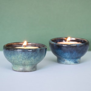 Handmade ceramic tealight holder | Small pottery tea light candle holder handmade in the UK | Housewarming gift | Unique tealight holder