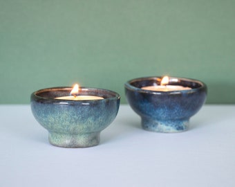 Handmade ceramic tealight holder | Small pottery tea light candle holder handmade in the UK | Housewarming gift | Unique tealight holder