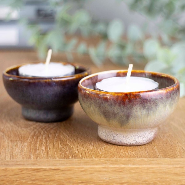 Small pottery tealight candle holder handmade in the UK | Ideal housewarming gift | Unique tealight holder inspired by Scottish Highlands