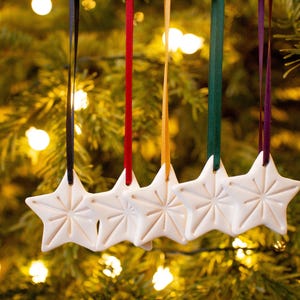 Handmade Porcelain Star Ornament, Christmas Tree Decorations, Five Colours Available