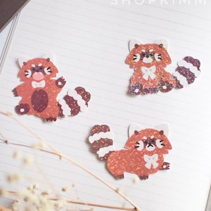 autocollant holographique de panda roux | Inspiré par Lilith et Ida | Sticker mignon, Sticker panda roux, Sticker fête, Sticker holographique