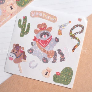 Rodney Holo Sticker Bogen | Niedliche Sticker, Waschbär Sticker, Journaling Sticker, Stickerbogen, Holographische Sticker