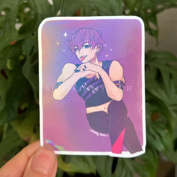 Uki Violeta Holographic Sticker | Nijisanji Stickers, Vtuber Stickers, Laptop Stickers, Anime boy Stickers