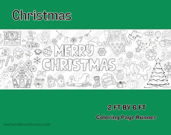 Christmas themed Personalized Coloring Page Table Runner