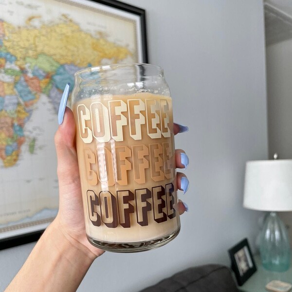 Glass Can Iced Coffee Cup I Glass for Iced Coffee I Iced Coffee Glass I Gift For Coffee Lover I Can Glass Cup I Beer Can Glass I Iced Coffee