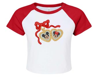 Mickey and Minnie Mouse Locket Baby Tee, Minnie and Mickey Baby Tee, Disney Coquette Locket Baby Tee