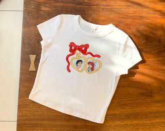 The Little Mermaid Inspired Locket Baby Tee, The Little Mermaid Baby Tee, Disney Coquette Locket Baby Tee, Princess Ariel Baby Tee