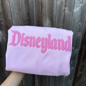 Embroidered Pink Disneyland Sweatshirt: Cotton-Poly Blend