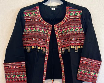 Jacket For Women, Embroidered Banjara Boho Blouse, Traditional Festival Kutch Koti, Black Multicolored Short Jacket, Indian Jacket