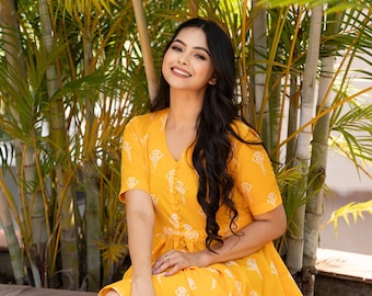 Vestidos de verano para mujer, impresionante vestido de mujer de color amarillo, vestidos cortos para mujer