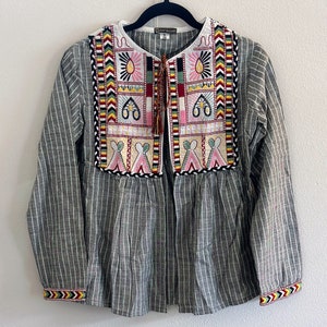 Women Embroidered Banjara Boho Jacket, Traditional Kutch Koti, Indian Ethnic Jacket, Dress Style Jacket, Cotton Long Sleeves Jacket