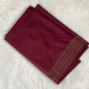 Luxurious Velvet Shawl, Sequin Shawl, Long Velvet Scarf, Dupatta For Wedding And Festivals, Maroon Velvet Wrap