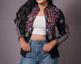 Indian Women's Phulkari Embroidery Jacket, Bohemian Gypsy