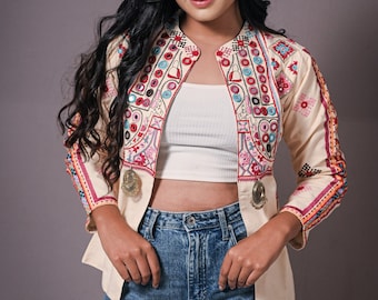 Mirror Embroidered Cotton Jacket - Etsy