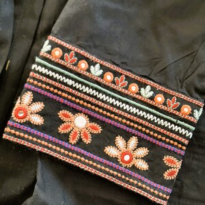 Boho Embroidered Black Jacket For Women, Traditional Koti, Ethnic Indian Jacket, Long Sleeves Jacket Shrug, Multicolored Festival Jacket image 7