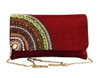 Clutch Purse Women Boho Style Evening Bag, Jute Beaded Evening Dress Small Accessories Crossbody Gift for Her