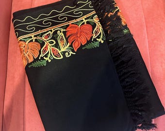 Chal de lana de Cachemira para mujer, bufanda negra acogedora para la noche para invierno, fiestas y bodas, regalo de Navidad