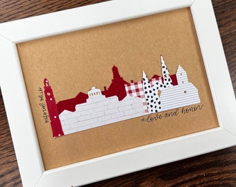 Framed Oxford Ohio Miami University Die-Cut Skyline Print, Customizable