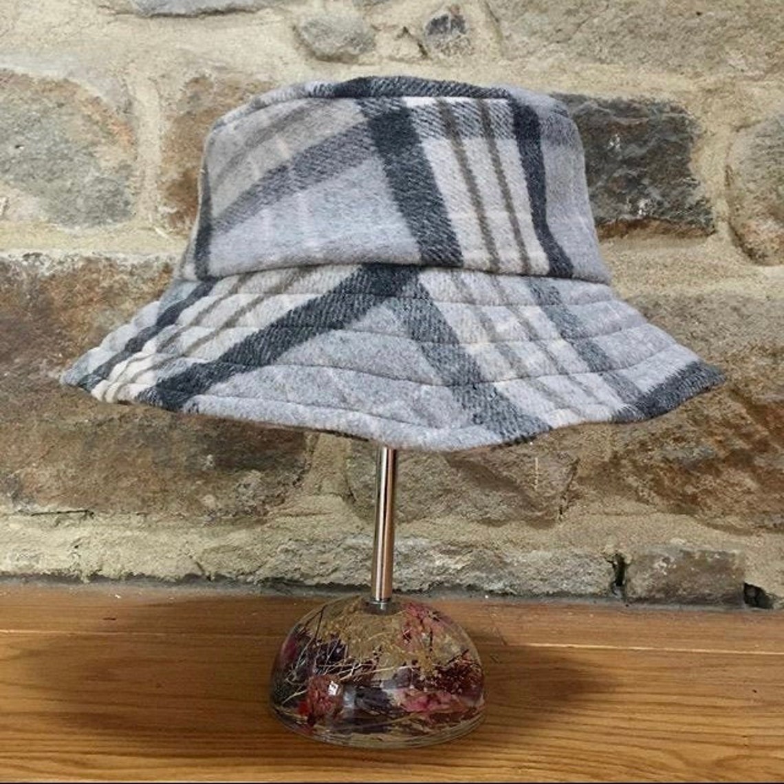 Neural checked bucket hat made from an unused primark skirt Etsy