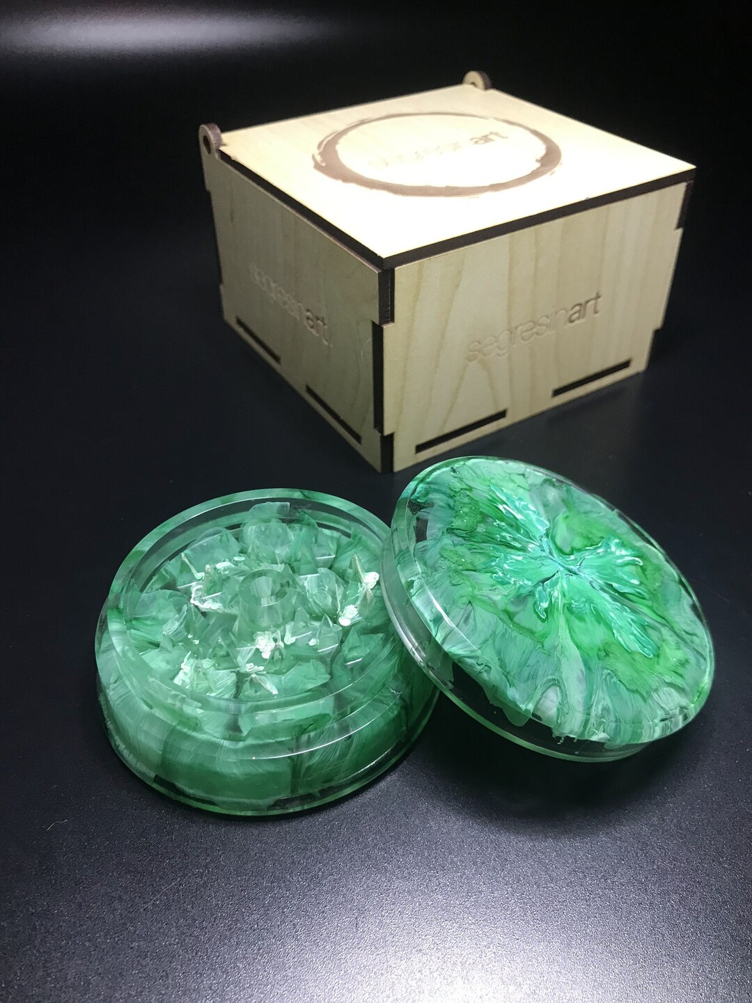 Green Resin Grinder Epoxy Grinder Tobacco Tray Green Etsy