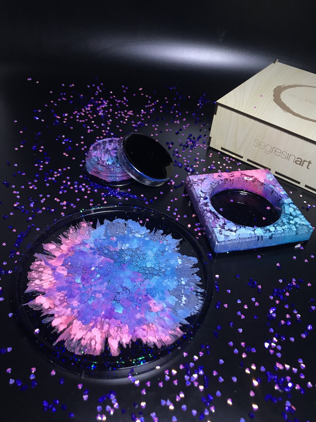 Cosmos Epoxy Grinder SET, Resin Grinder, Tobacco Tray, Epoxy Handmade
