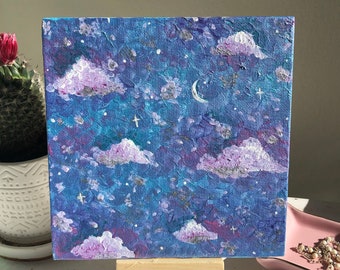 Purple/Blue Celestial Sky Painting