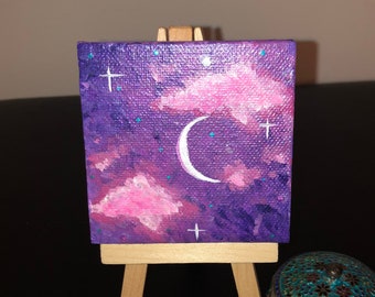 Mini Purple/Pink Celestial Sky Painting