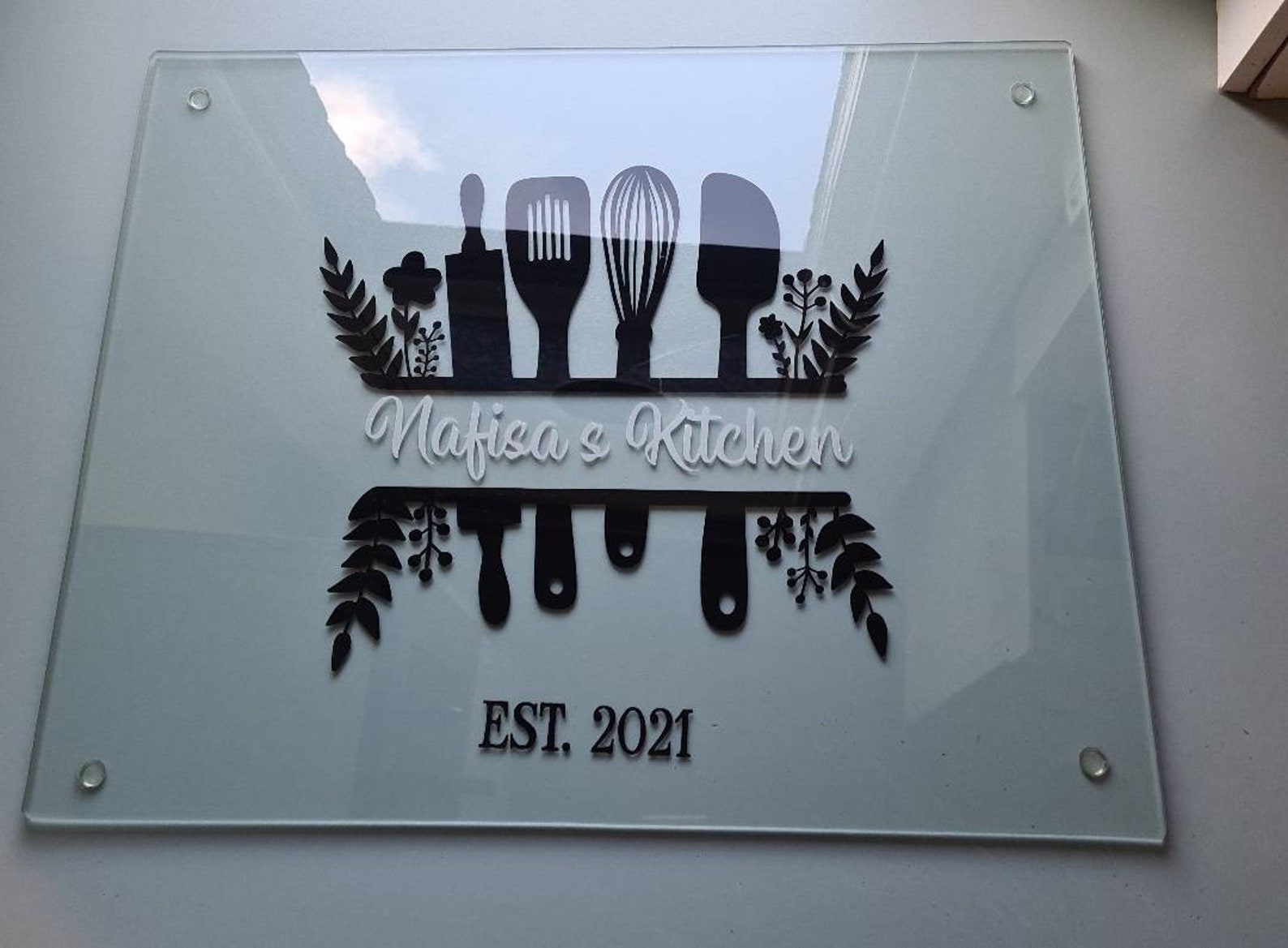 Personalised Glass Chopping board kitchen decor Etsy