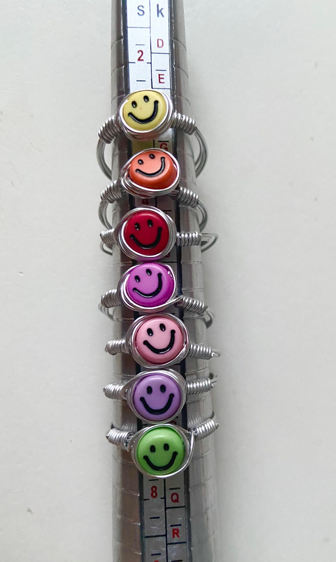 Smiley face ring Bead ring trendy tik tok ring | Etsy