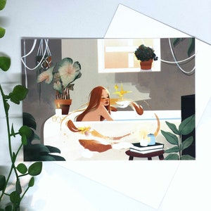 Carte postale le bain