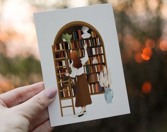 Carte postale  "la bibliothèque"