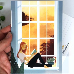 Carte postale femme à la fenêtre Bild 2