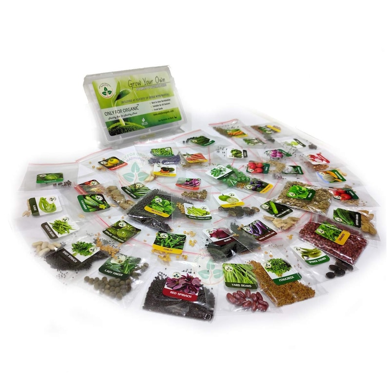 100/% Pure Organic 45 Variety of Vegetable Seeds with Instruction Manual Free Shipping