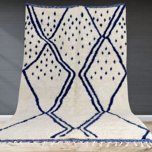 Alfombra marroquí azul, alfombra Beni ourain, alfombra bereber, alfombra a cuadros, alfombra personalizada, alfombra marroquí 8x10, alfombra Boho, alfombra marroquí