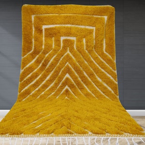 Yellow Moroccan rug , Beni ourain rug , Berber rug , Moroccan area rug , Custom rug , Moroccan rug 8x10 , Boho rug , Morrocan rug