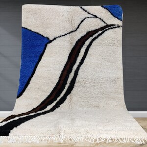 Blue Moroccan rug, Beni ourain rug, Berber rug, Handmade rug, Morrocan rug, colorful rug, soft rug, custom size rug, cool rugs