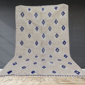 Blue Moroccan rug , Beni ourain rug , Berber rug , Checkered rug , Custom rug , Moroccan rug 8x10 , Boho rug , Morrocan rug