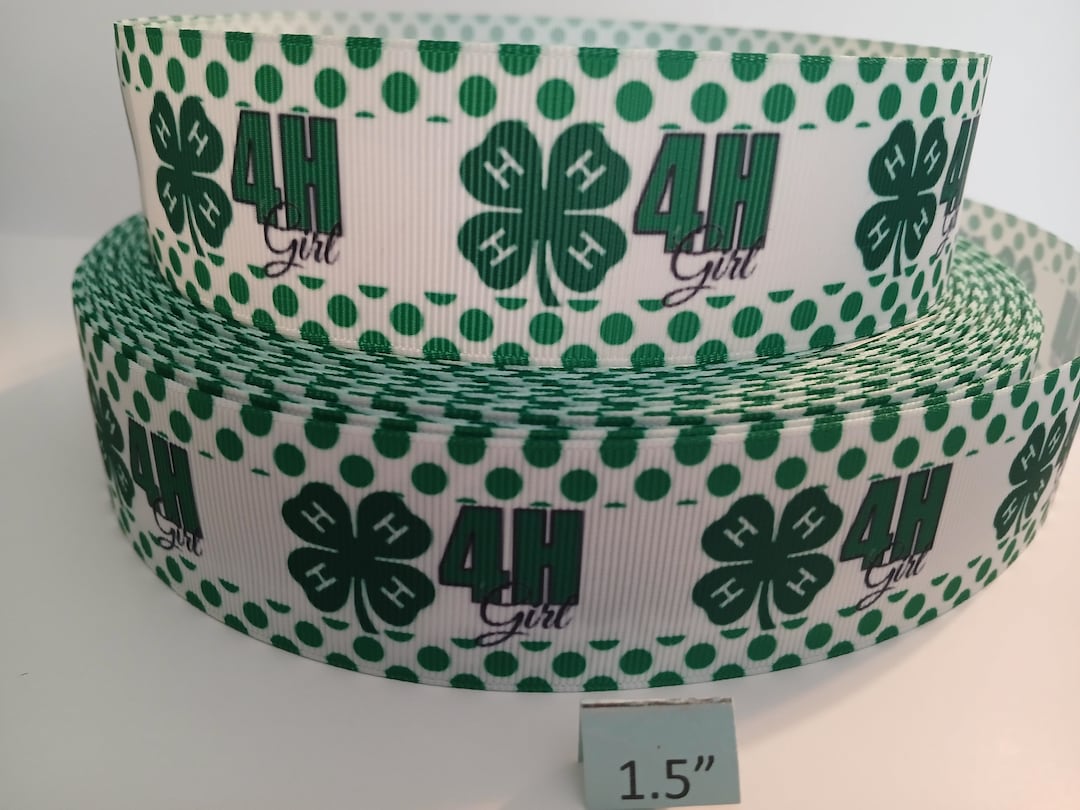 Grosgrain Ribbon 5 Yards 4-H Girl Farm Animals Head Heart Hands Health ...