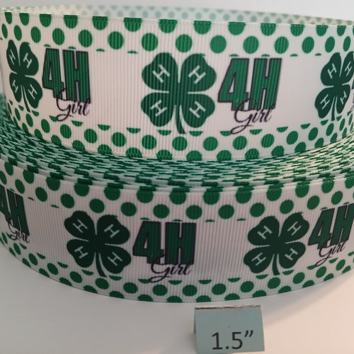 Grosgrain Ribbon 5 Yards 4-H Girl Farm Animals Head Heart Hands Health 1.5"