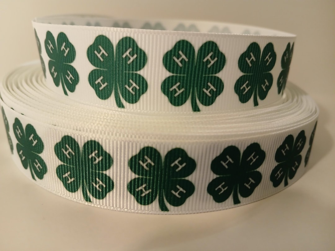 Grosgrain Ribbon 5 Yards 4-H Youth Symbol Four Leaf Clover Head Heart ...