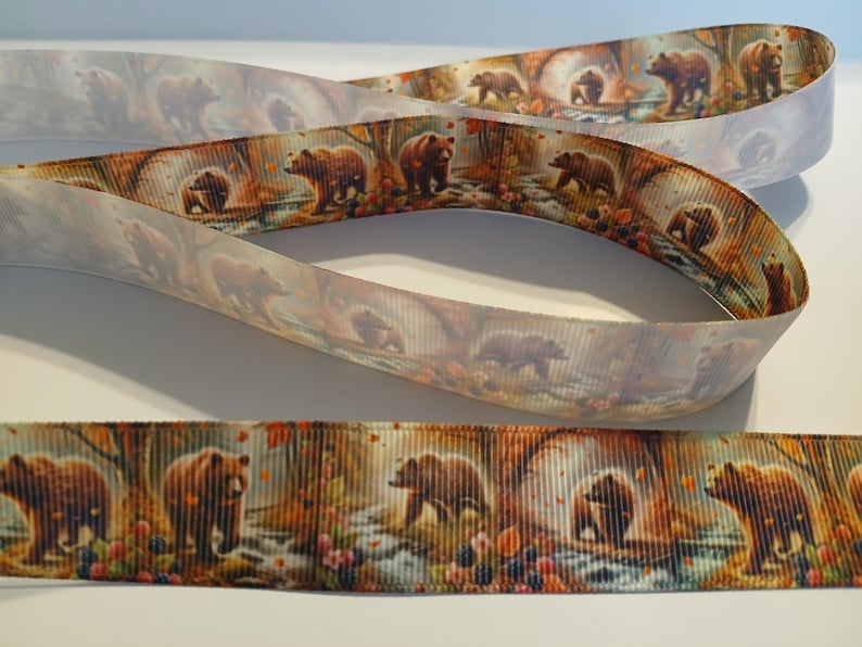 Grosgrain Ribbon 5 Yards Wild Bears in Nature Wildlife Brown Bears ...