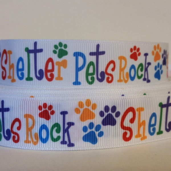 Grosgrain Ribbon 10 Yards Shelter Pets Rock Paw Prints Dog Rescue Adoption