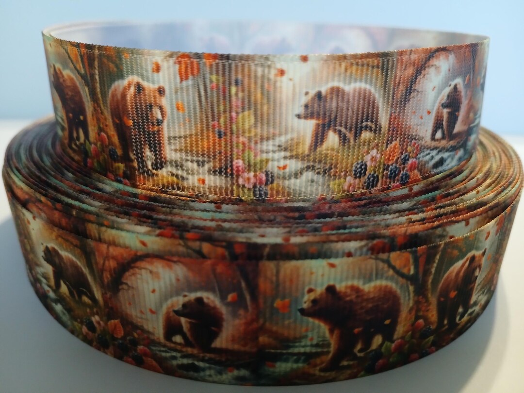 Grosgrain Ribbon 5 Yards Wild Bears in Nature Wildlife Brown Bears ...
