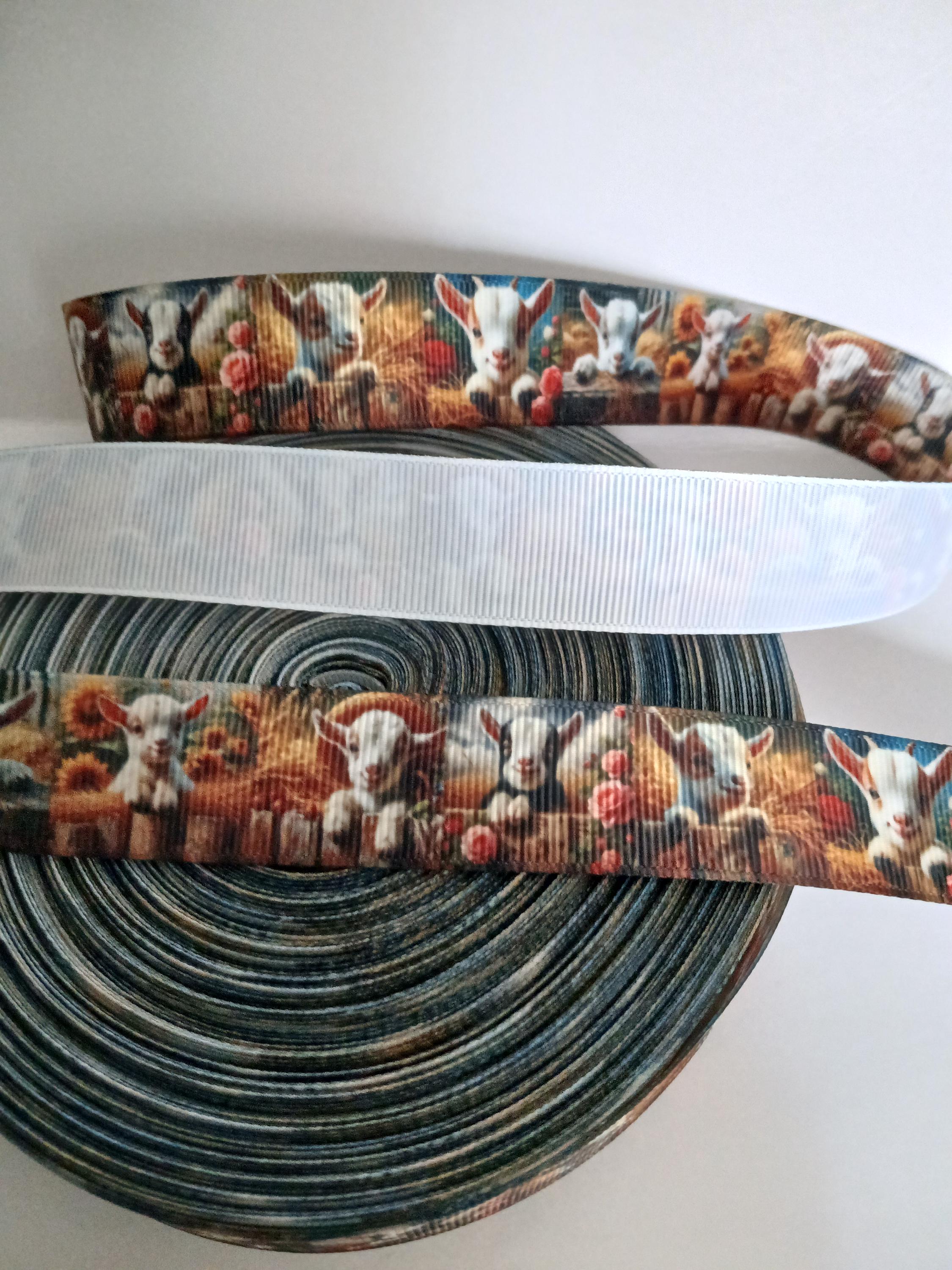 Goat Ribbons Grosgrain Ribbon 5 Yards Goat Cute Baby Goats Buck Doe Kid Fence ...