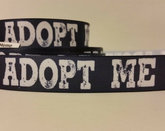 Grosgrain Ribbon 10 Yards Adopt Me Puppy with Leash Shelter Pets Paw Prints Dog Rescue Adoption