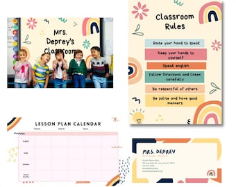 Boho Rainbow Classroom Theme Downloadable Bundle