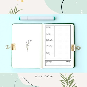 Bullet Journal and Planner Rolling Daily Weekly Spread Seven Day Printable Template